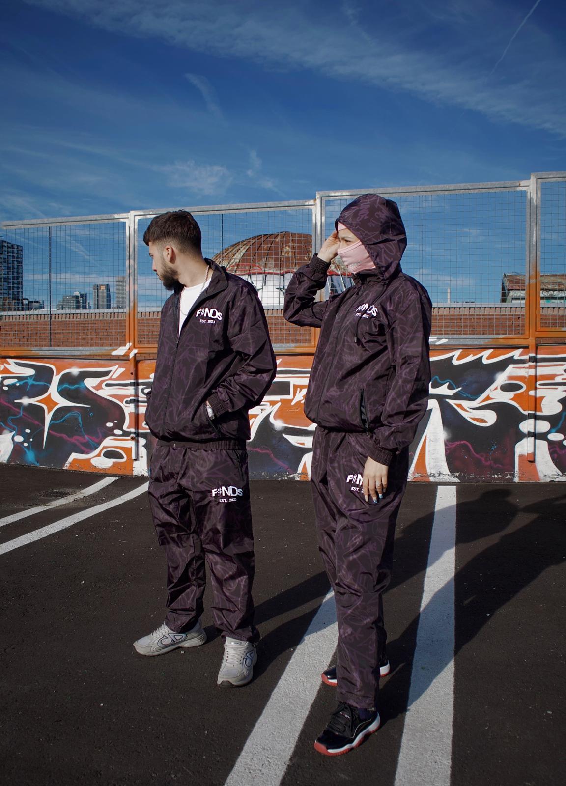 BLACK WINDBREAKER TRACKSUIT
