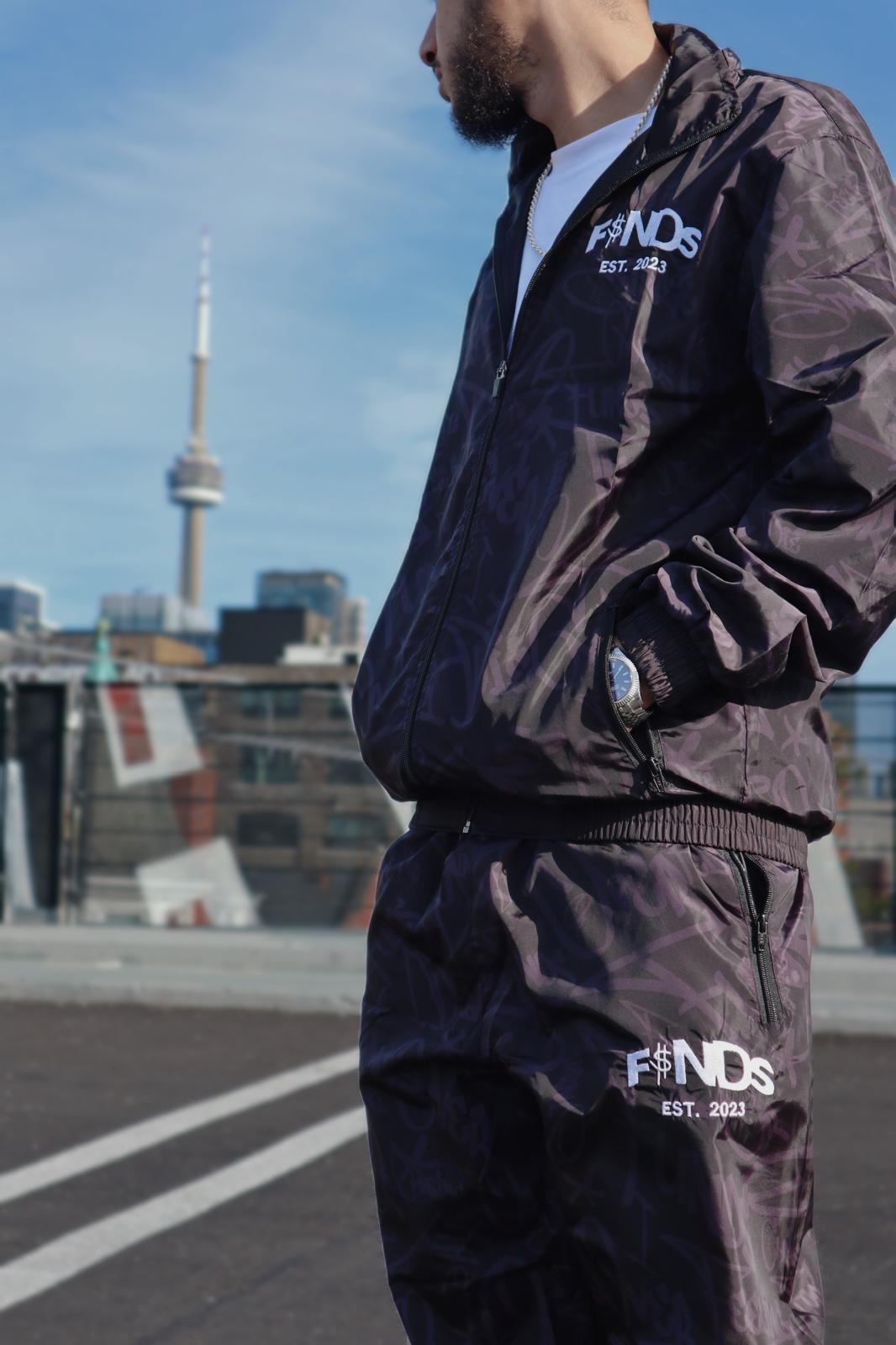 BLACK WINDBREAKER TRACKSUIT