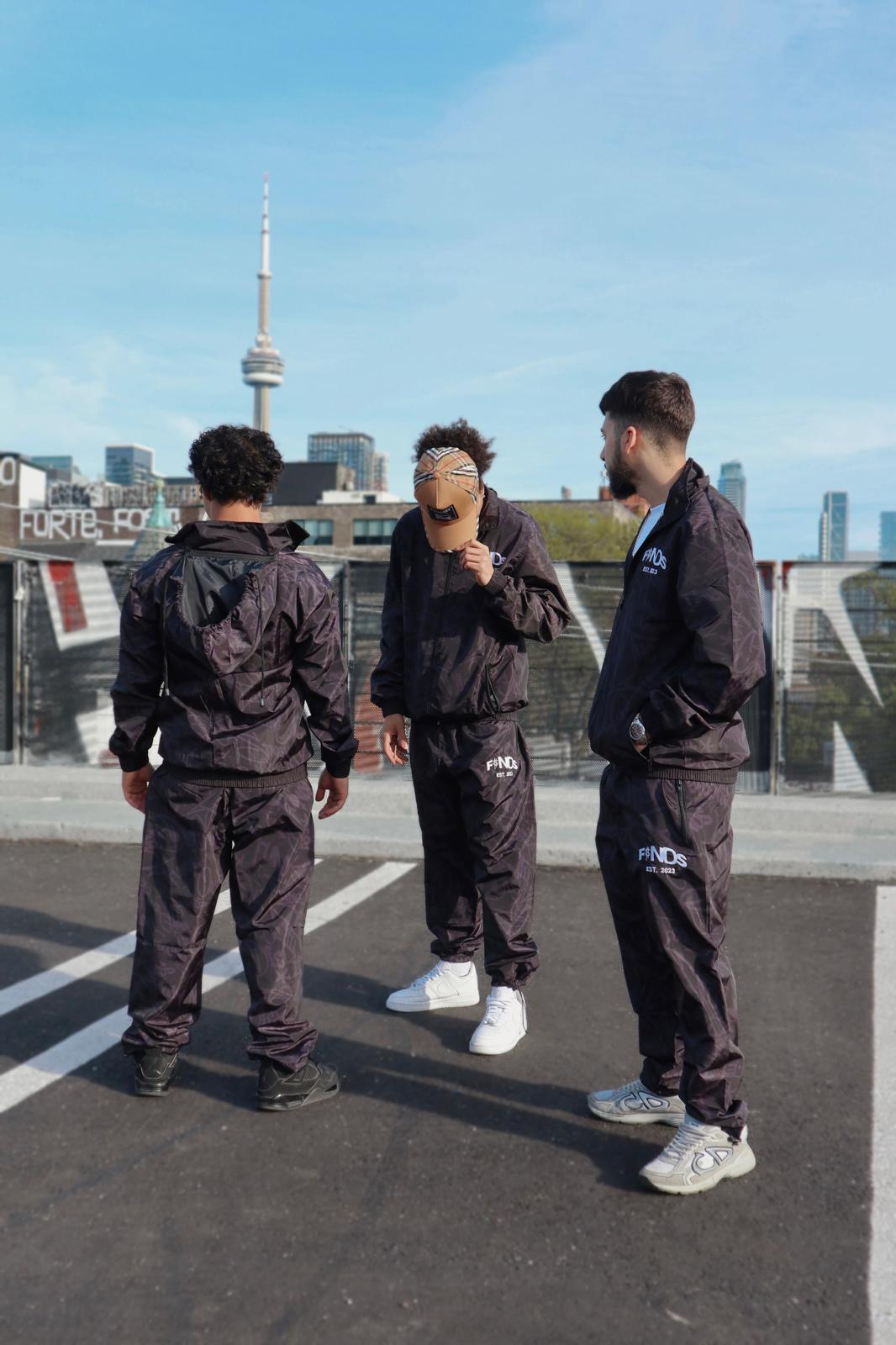 BLACK WINDBREAKER TRACKSUIT