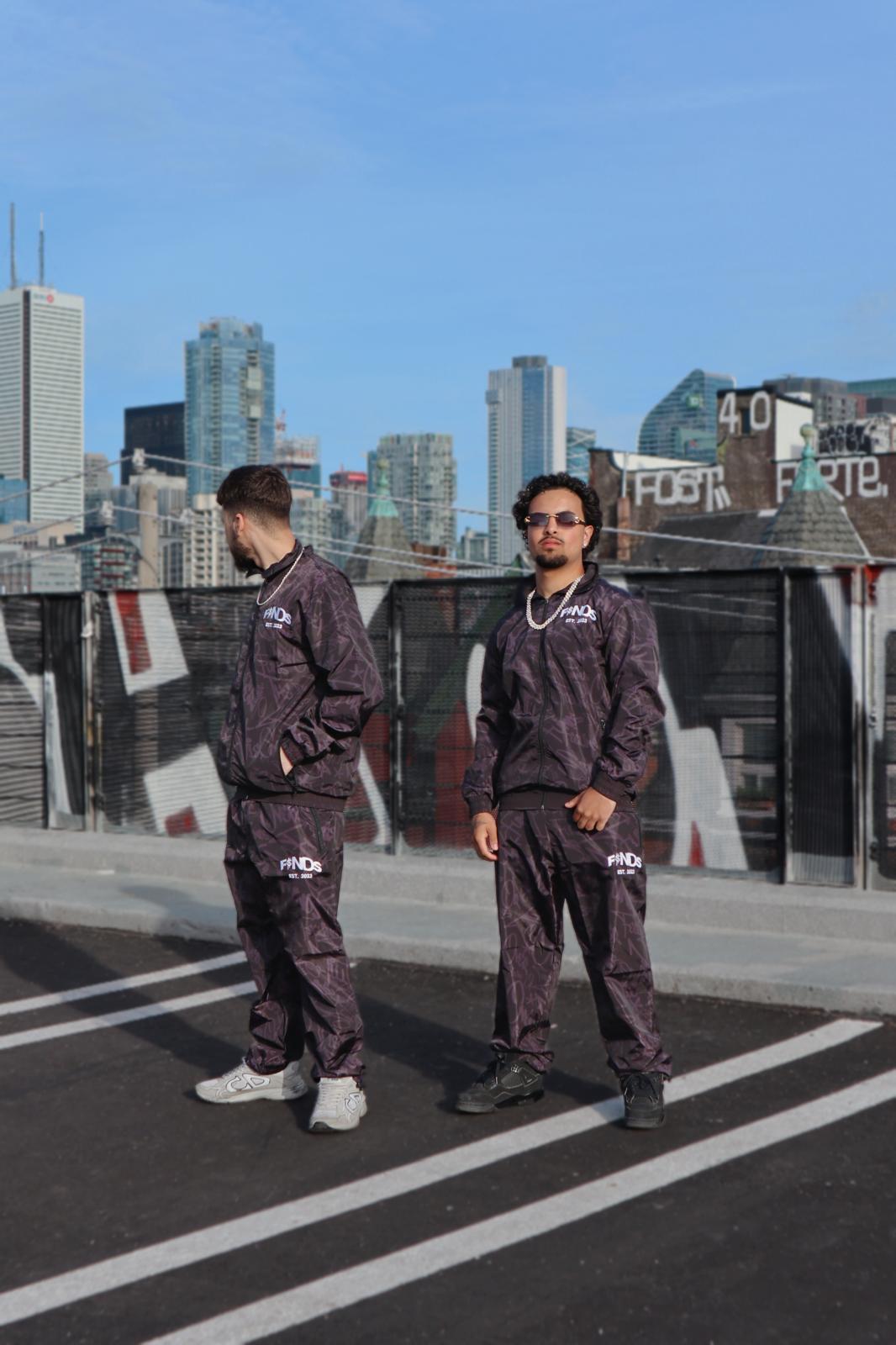 BLACK WINDBREAKER TRACKSUIT