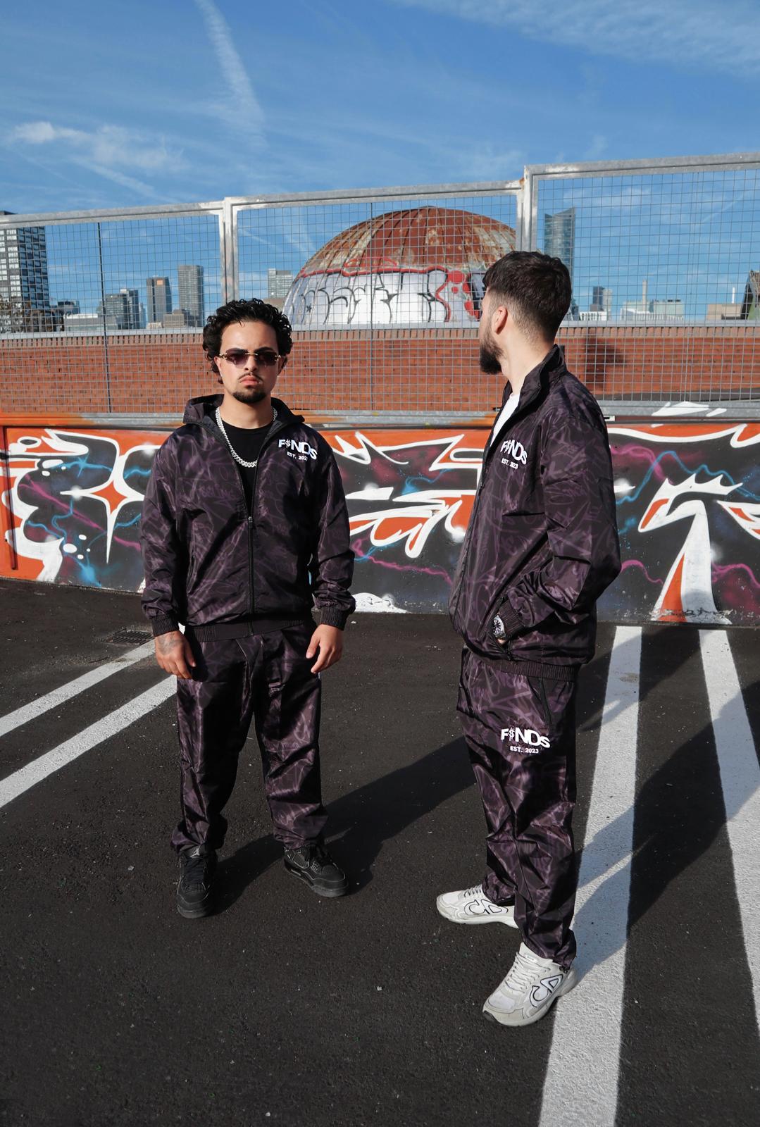 BLACK WINDBREAKER TRACKSUIT