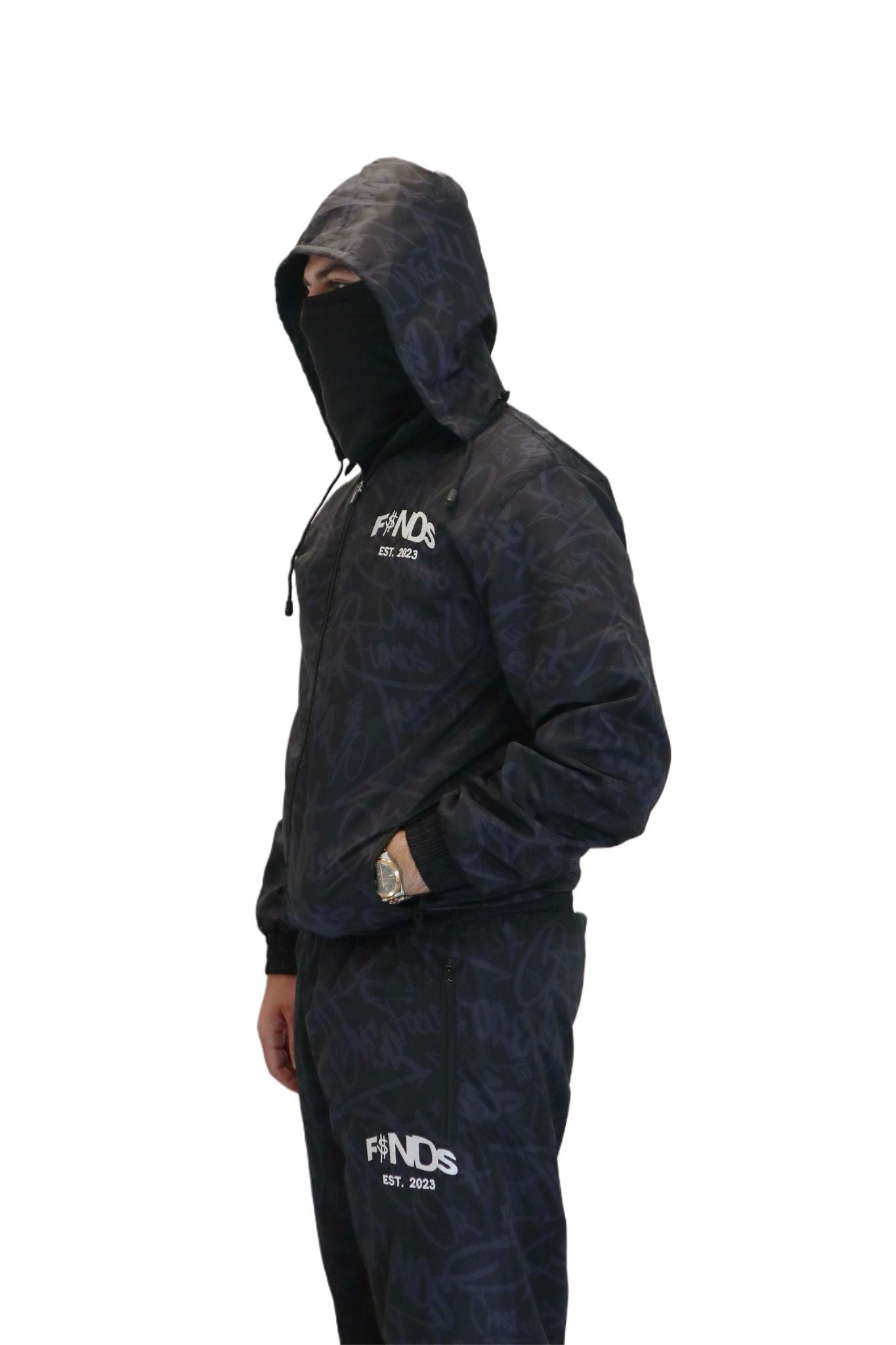 BLACK WINDBREAKER TRACKSUIT