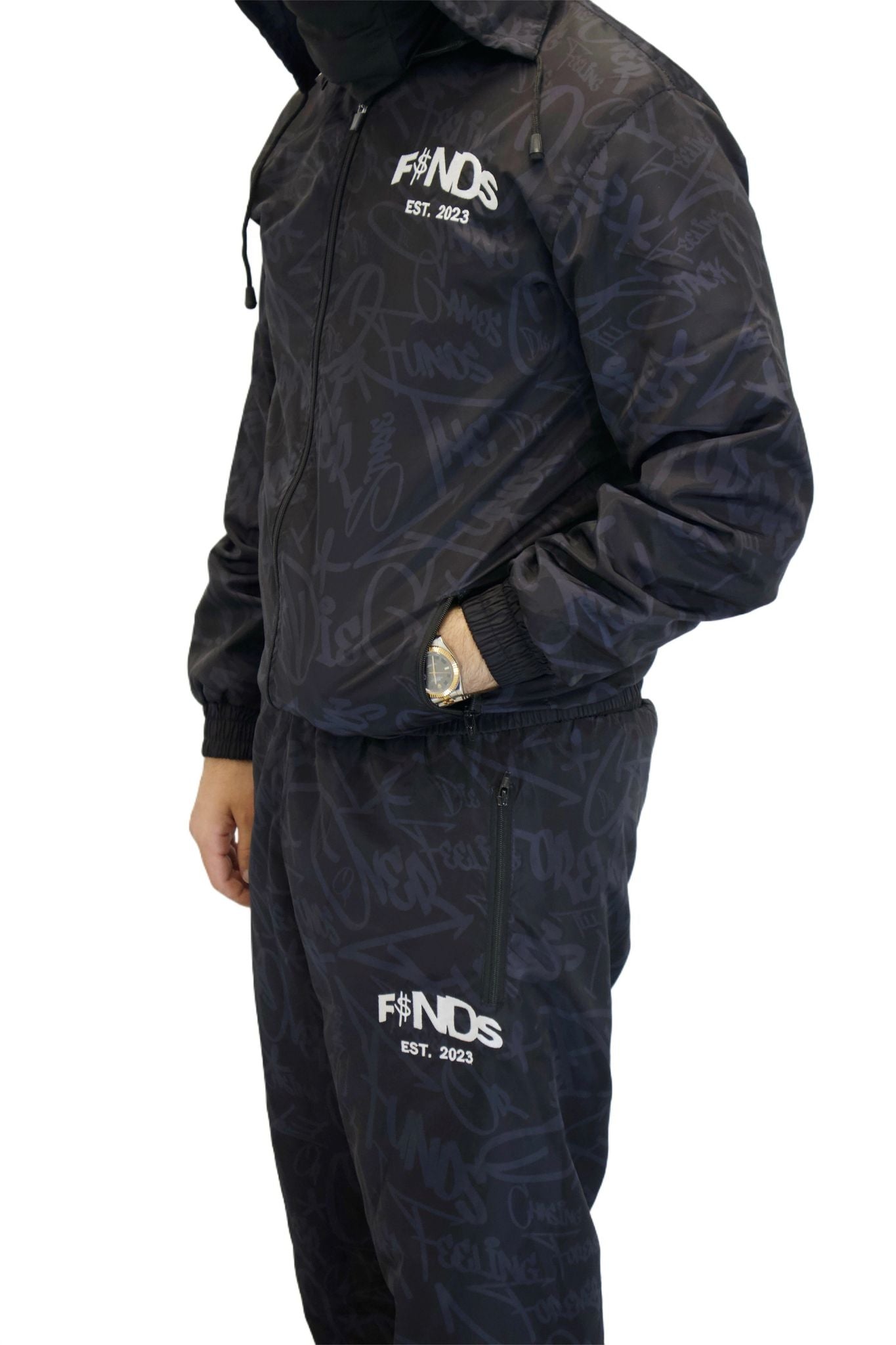 BLACK WINDBREAKER TRACKSUIT