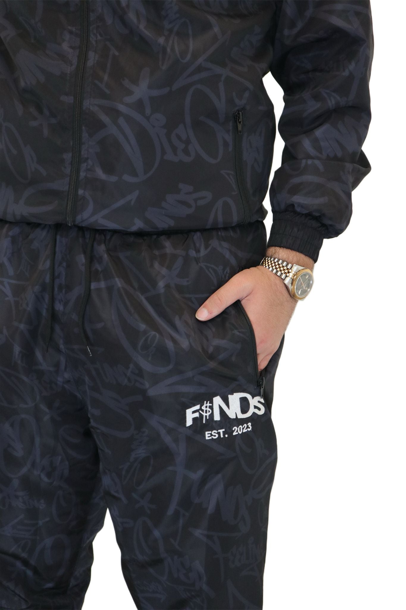 BLACK WINDBREAKER TRACKSUIT