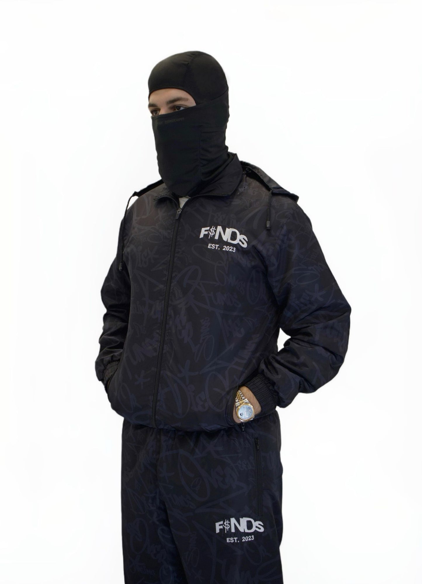 BLACK WINDBREAKER TRACKSUIT