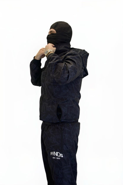 BLACK WINDBREAKER TRACKSUIT