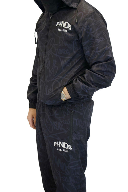 BLACK WINDBREAKER TRACKSUIT